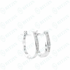 0.72 TCW Princess Cut Hoop 10K Lab Grown Diamond Earrings for Women