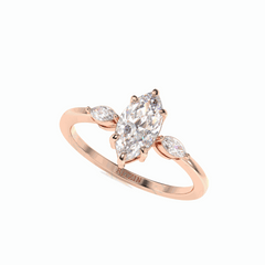 1.00 TCW Marquise Cut 3 Stone 18K Lab Grown Diamond Ring for Women