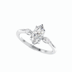 1.00 TCW Marquise Cut 3 Stone 18K Lab Grown Diamond Ring for Women