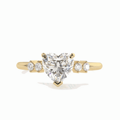 1.00 TCW Heart Cut Solitaire With Accents 18K Lab Grown Diamond Ring for Women