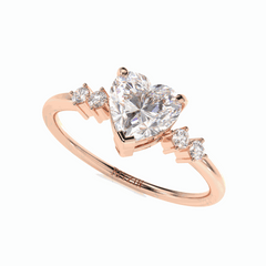 1.00 TCW Heart Cut Solitaire With Accents 18K Lab Grown Diamond Ring for Women