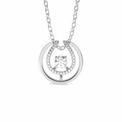 Round Brilliant Cut Charm 10K Lab Grown Diamond Pendant for Women