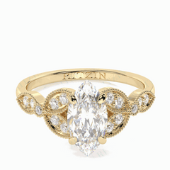 1.20 TCW Marquise Cut Solitaire With Accents 18K Lab Grown Diamond Ring for Women